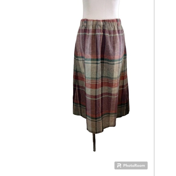 Prestige of Boston Skirt Womens Sz 12 Biege Maxi A-Line Wool Midi VTG 60s Plaid - Picture 4 of 12